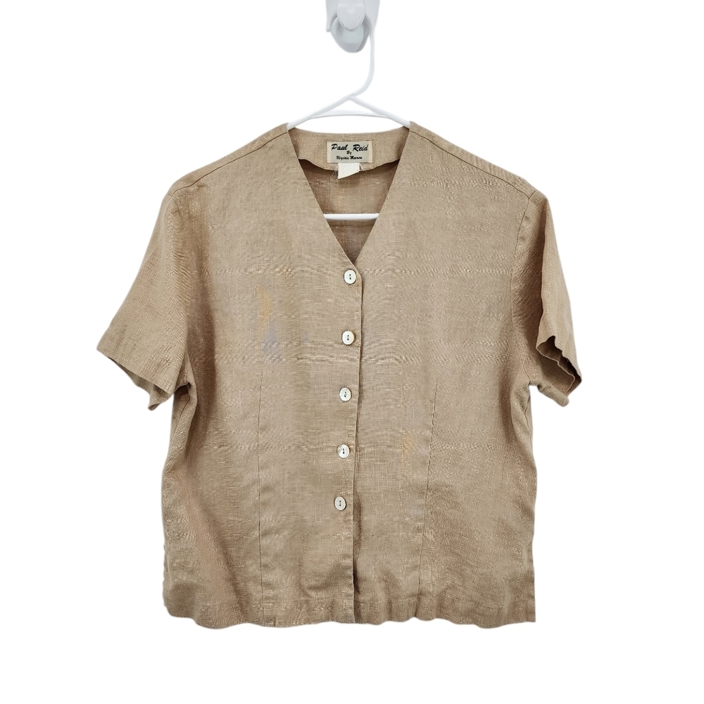 Paul Reid Women's Vintage Peasant Style Button Front Boxy Top